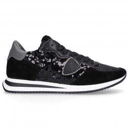 Sneaker low TRPX Kalbsleder Veloursleder Pailletten schwarz