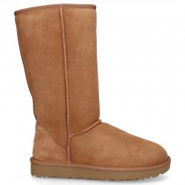 Snowboots CLASSIC TALL II Lammleder Logo cognac