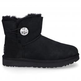 Snowboots MINI BAILEY BUTTON BLING Lammleder Logo Swarovski schwarz