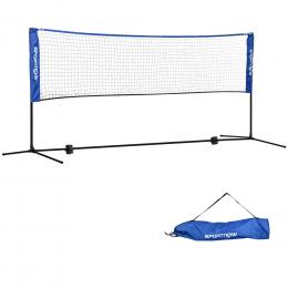SPORTNOW Badmintonnetz Set Faltbares Tennisnetz, 103/120/155H cm Höhenverstellbar Indoor Outdoor Federballnetz, Volleyballnetz Metall Polyester Blau