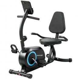 SPORTNOW Heimtrainer Liegeergometer mit 8-stufigem Magnetwiderstand, Liege-Fahrrad mit Bluetooth, App, LCD-Display, Herzfrequenzsensor, Rollen, f&uuml;r Heimtraining Senioren   Aosom