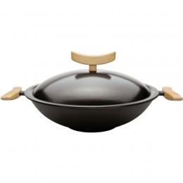 Spring Guss-Wok mit Zubeh&ouml;r-Set, 6 teilig - schwarz - Ø 35 cm