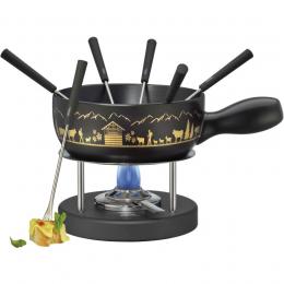 Spring MONTANA K&auml;sefondue-Set - schwarz - Ø 22 cm - H&ouml;he 12,5 cm - 2 Liter