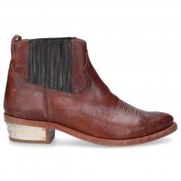 Stiefeletten BRIELLE  Glattleder Stickerei Used braun