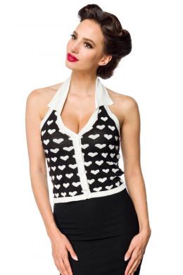 Stricktop mit Kragen Schwarz-Wei&szlig;