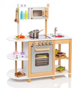 SUN® Kinderküche aus Holz (Weiß-Silber)