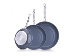 Swiss Pro+ Keramik Bratpfanne 3er Set - 20, 24 und 28cm - Grau