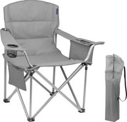 TRVLMORE Campingstuhl - klappbar - XL - Komfortabler Klappstuhl - 150 kg Belastbarkeit - Getränkehalter - Kühlfach - Angelstuhl - Schwarz