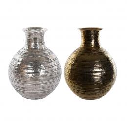 Vase DKD Home Decor Gold Silberfarben Aluminium Moderne Antiker Finish 38 x 38 x 50 cm (2 Stück)