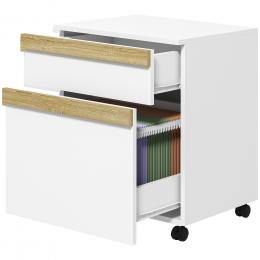 Vinsetto Büroschrank auf Rollen, mobiler Aufbewahrungsschrank mit 2 ausziehbaren Schubladen, 48 x 40 x 59,5 cm, Weiß   Aosom