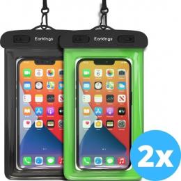 Wasserdichte Handytaschen - Drybag 2er Set - Unterwasser Handytasche für alle Handys - Wasserdichte Handytasche Earkings - Schwarz & Grün