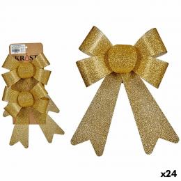 Weihnachtsdekoration Set Krist+ 65546 Gold PVC 16 x 3 x 18 cm Schleife (24 Stück)