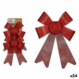 Weihnachtsdekoration Set Krist+ 65548 Rot PVC 15 x 2 x 17 cm Schleife (24 Stück)