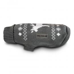 Wolters | Strickpullover Elch grau/wei&szlig; | R&uuml;ckenl&auml;nge 25 cm