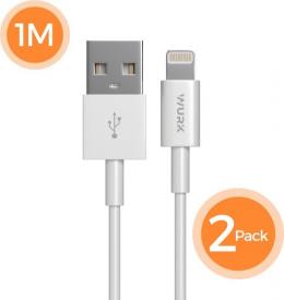 Wurk USB-Kabel zu Lightning - Kabel geeignet f&uuml;r Ipad und Iphone - 2 St&uuml;ck von 1M - Wei&szlig;