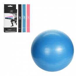 XQ Max SET - 3 Widerstandsbänder + Yogaball Blau