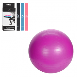 XQ MAX SET- 3 Widerstandsbänder + Yogaball inkl. Pumpe Pink