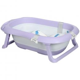 ZONEKIZ Falteimer f&uuml;r Kinder 0-6 Jahre mit Kissen und 2 Aufbewahrungsf&auml;chern, 83x48x23.5 cm, Lila und Wei&szlig;   Aosom
