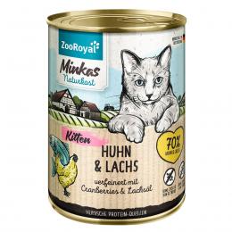 ZooRoyal Minkas Naturkost Kitten Huhn & Lachs verfeinert mit Cranberries & Lachsöl 6x400g